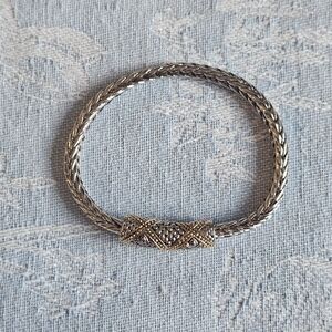 Bracelet with Silvertone And Goldtone Accents Braided And Embossed Classy